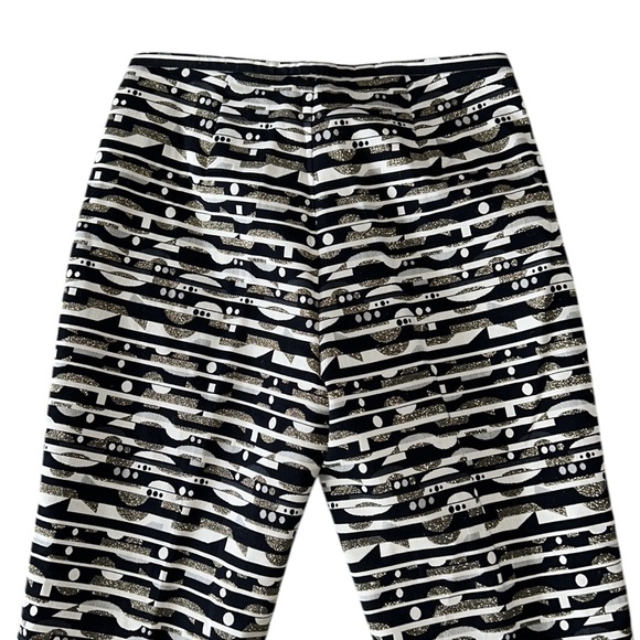 J. McLaughlin Sydney Black & Metallic Gold Geometric Print Pants - 4 - Picture 5 of 11